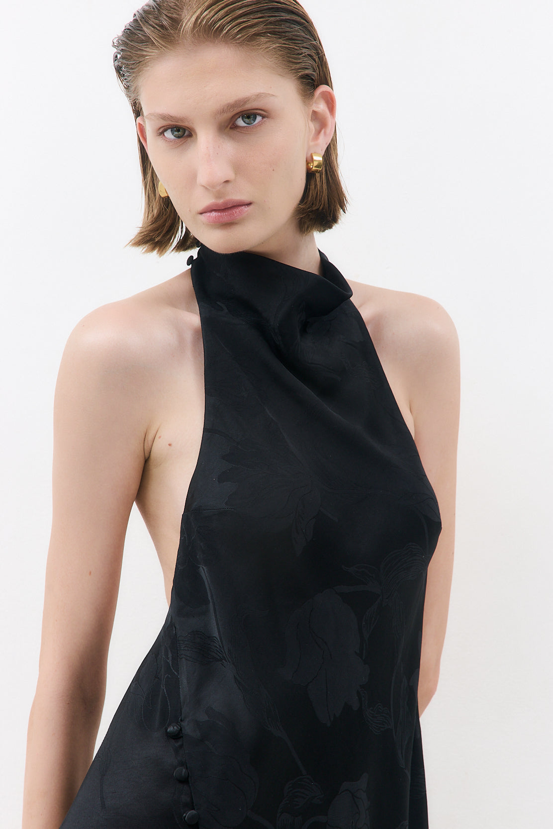 Satin Drape Mini Dress