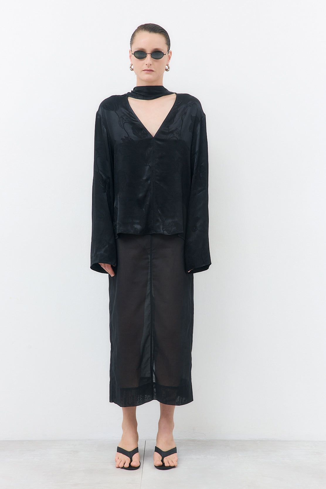 Satin V Neck Blouse