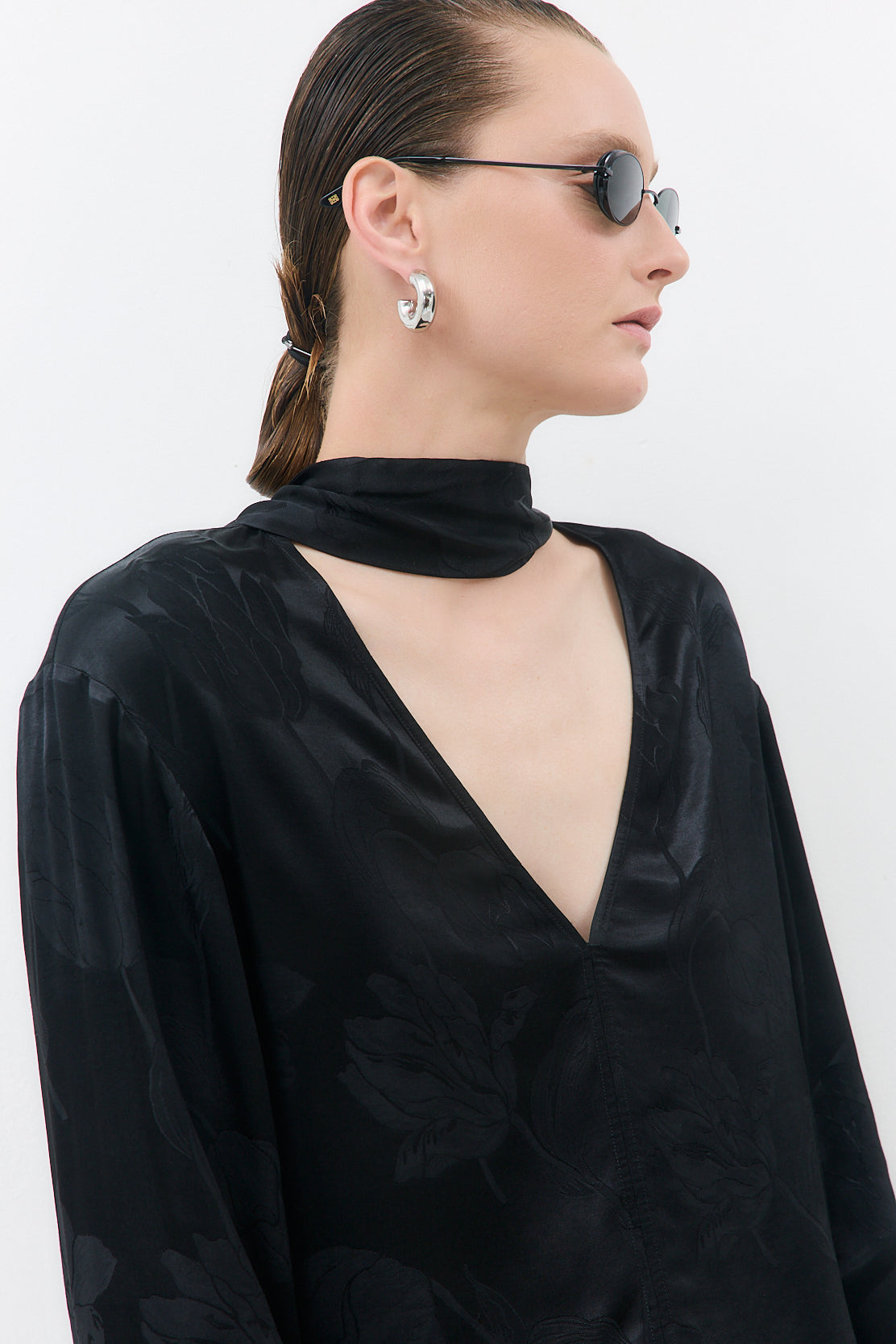 Satin V Neck Blouse