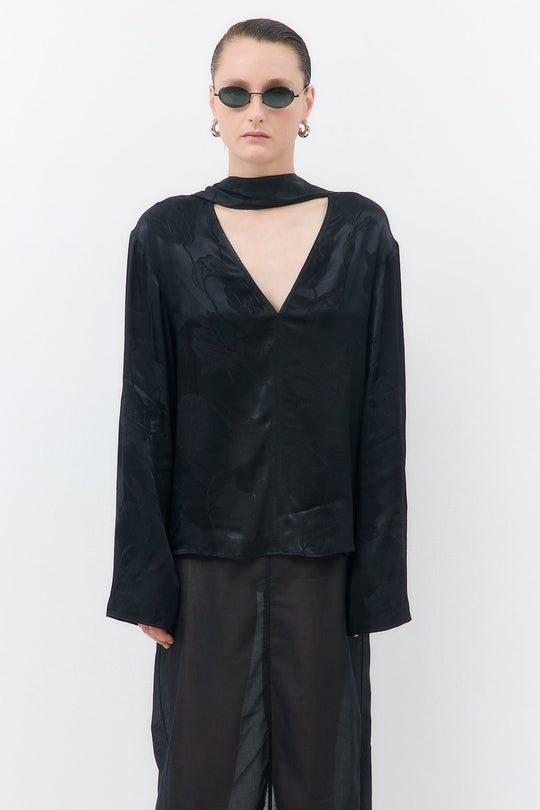 Satin V Neck Blouse