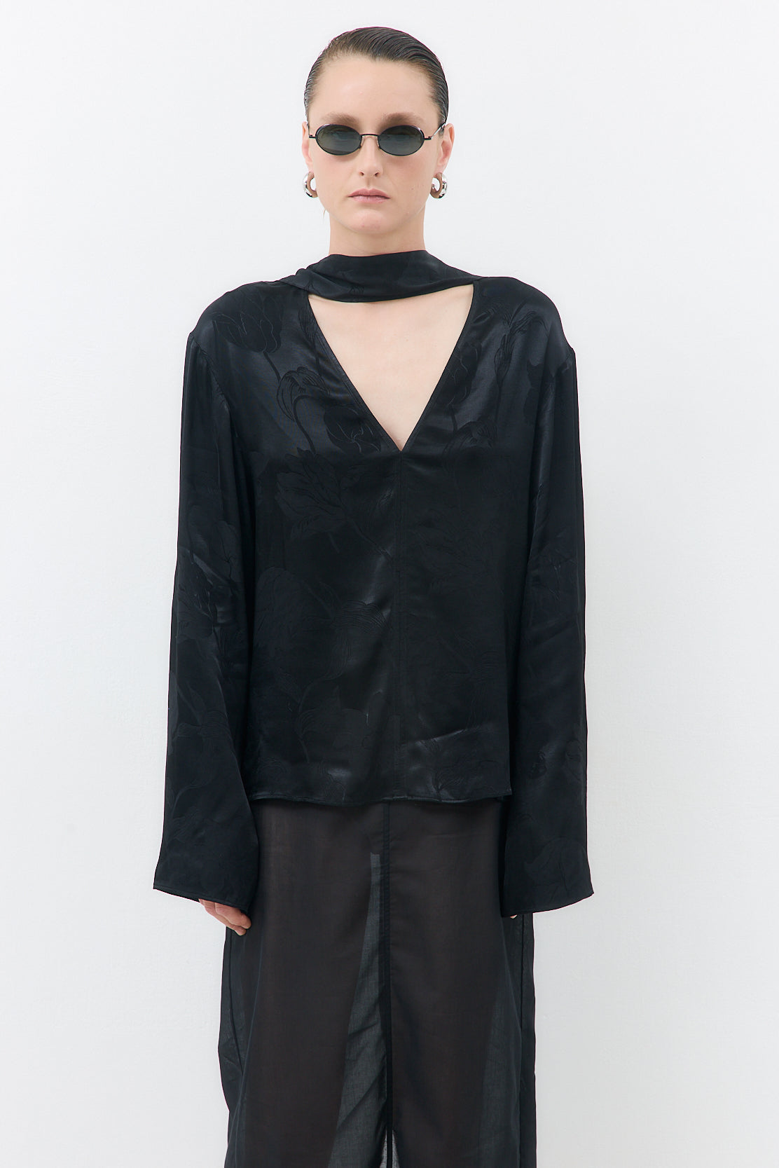 Satin V Neck Blouse