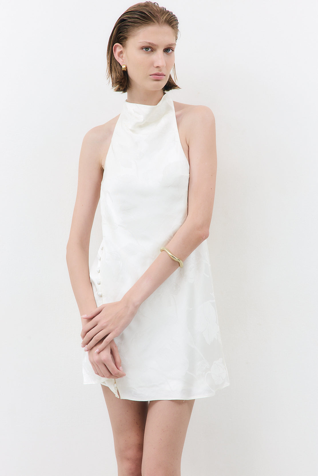 Satin Drape Mini Dress