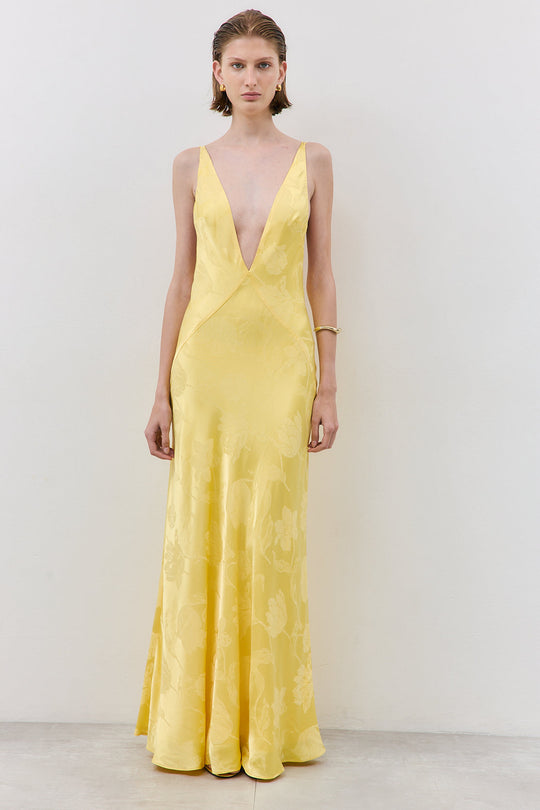 Deep V Satin Maxi Dress