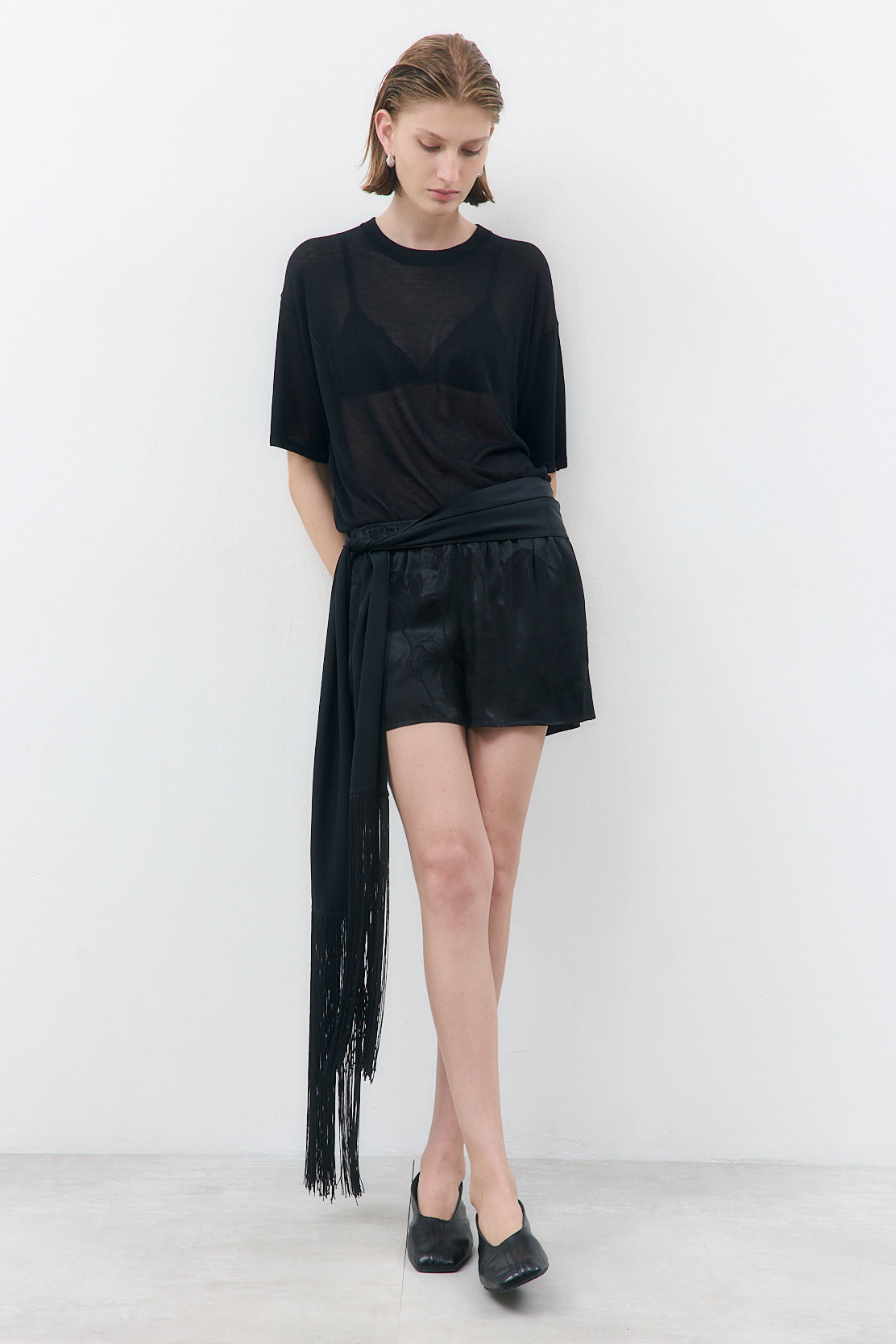 Mid Waist Satin Shorts