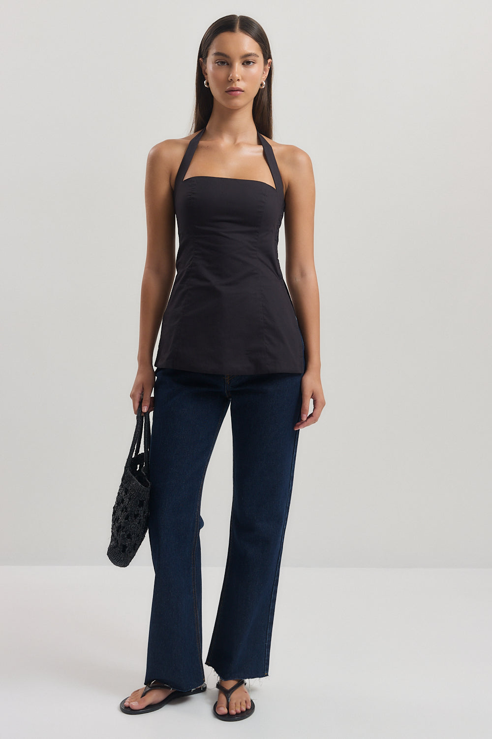Fitted Poplin Halter Neck