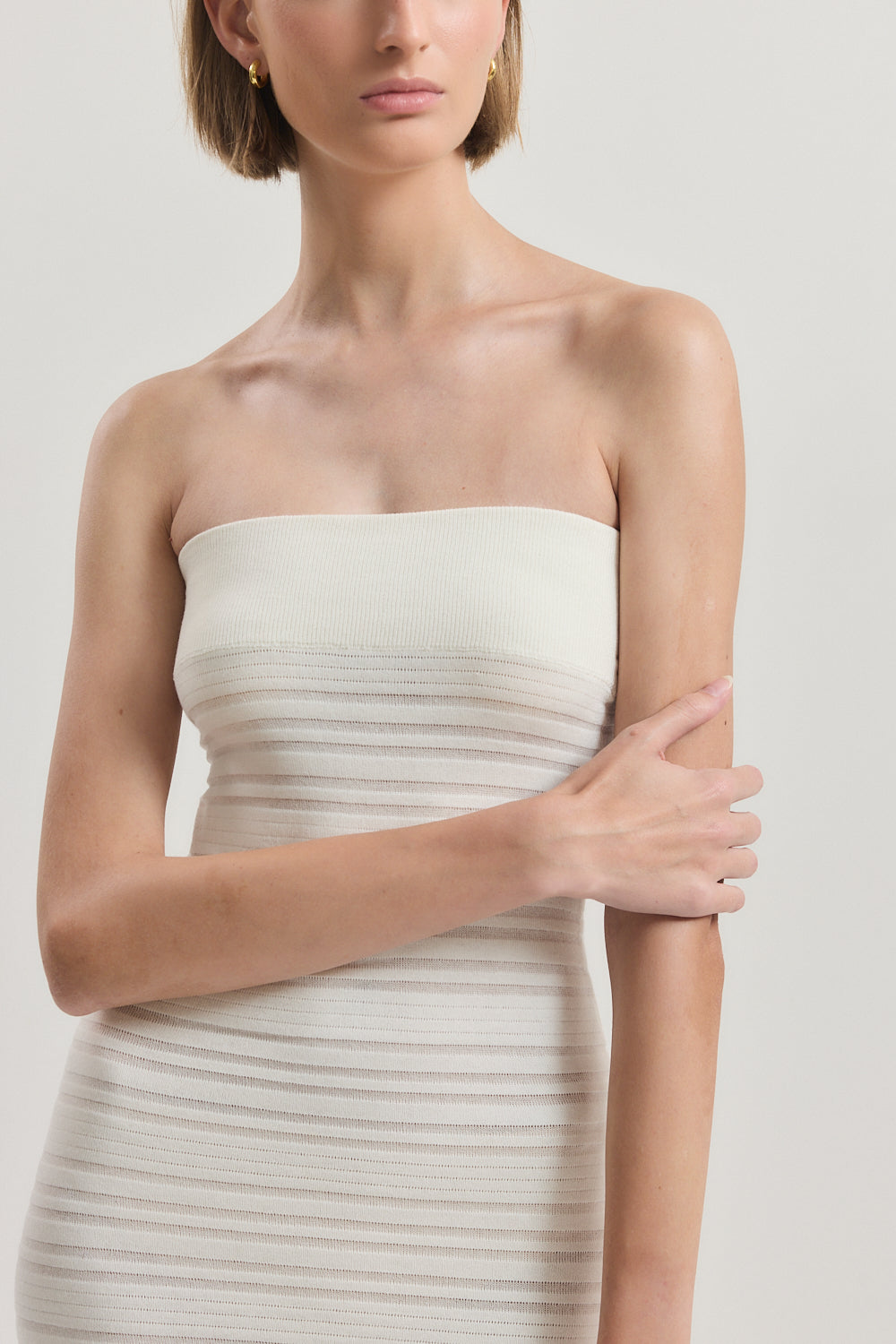 Strapless Ribbed Tube Dress