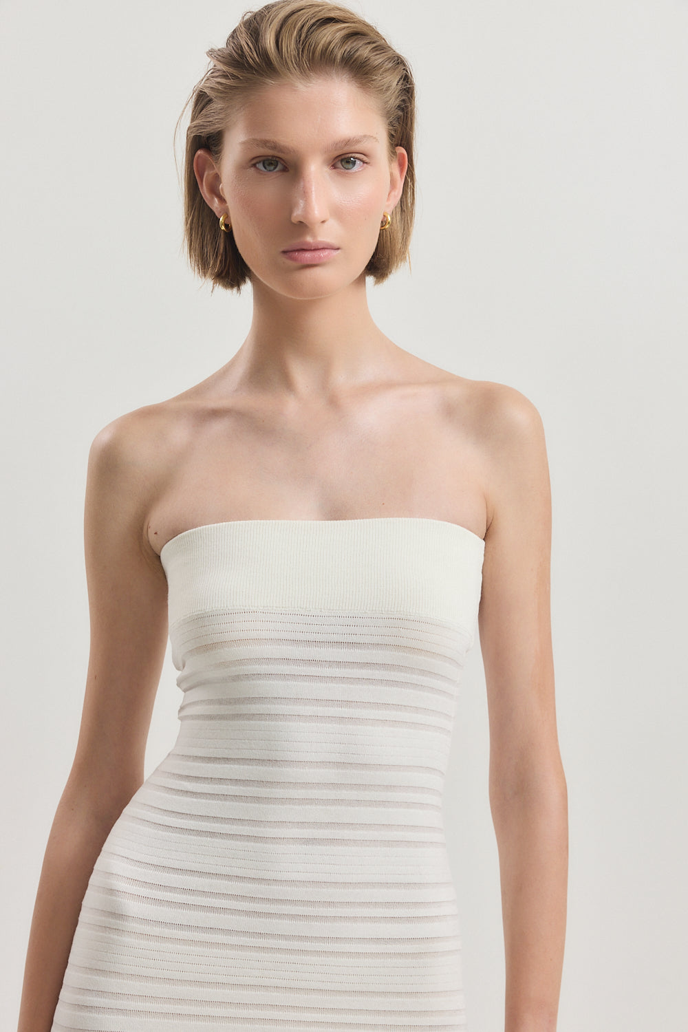 Strapless Ribbed Tube Dress