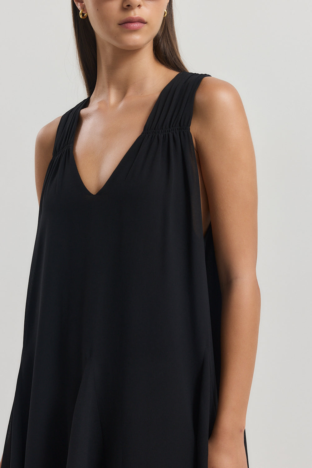 Flowy V Neck Mini Dress