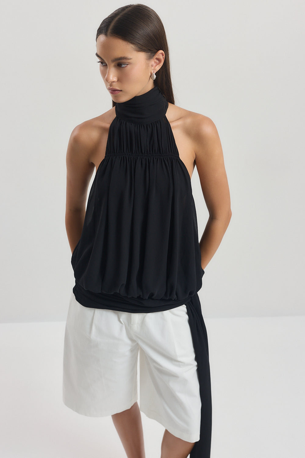 Shirred Golf Sleeveless Top