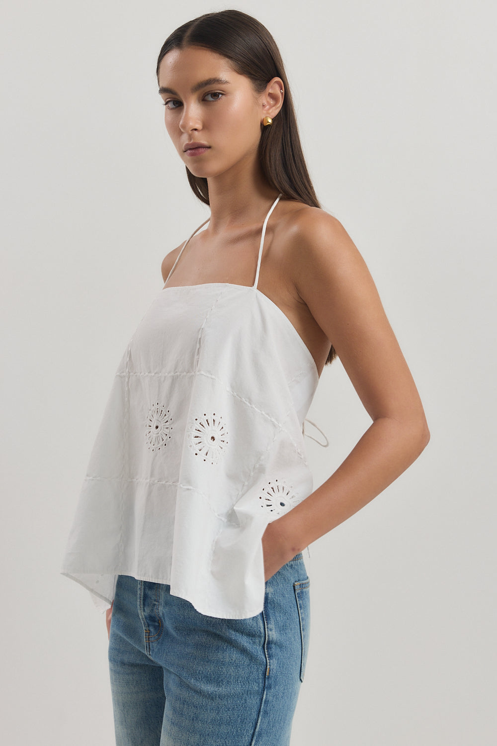 Backless Embroidered Tie Top