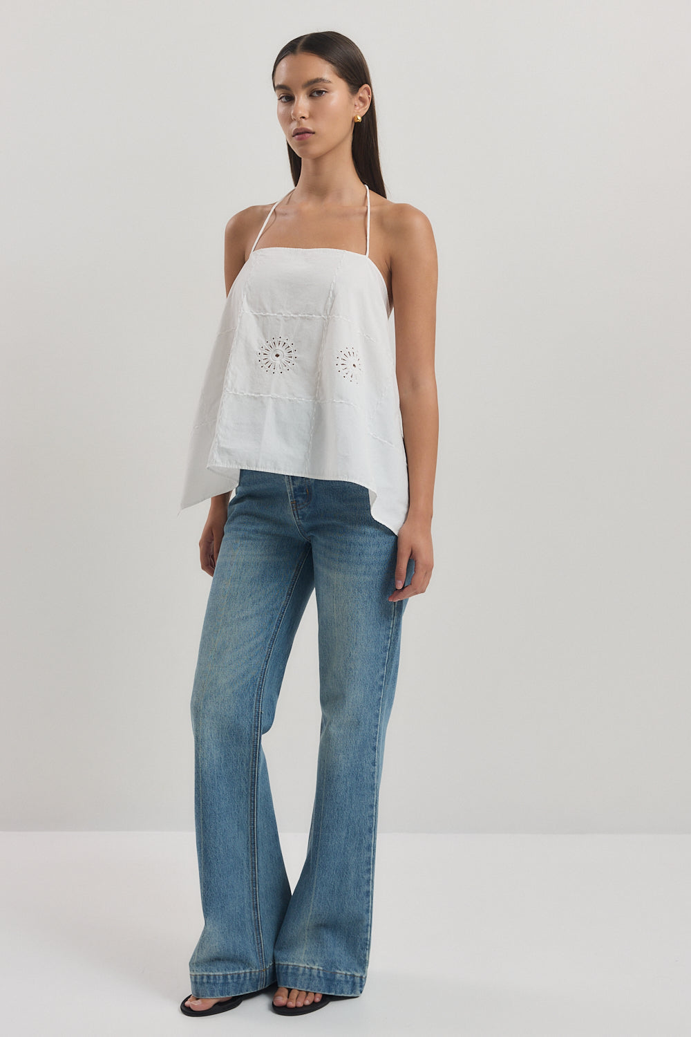 Backless Embroidered Tie Top