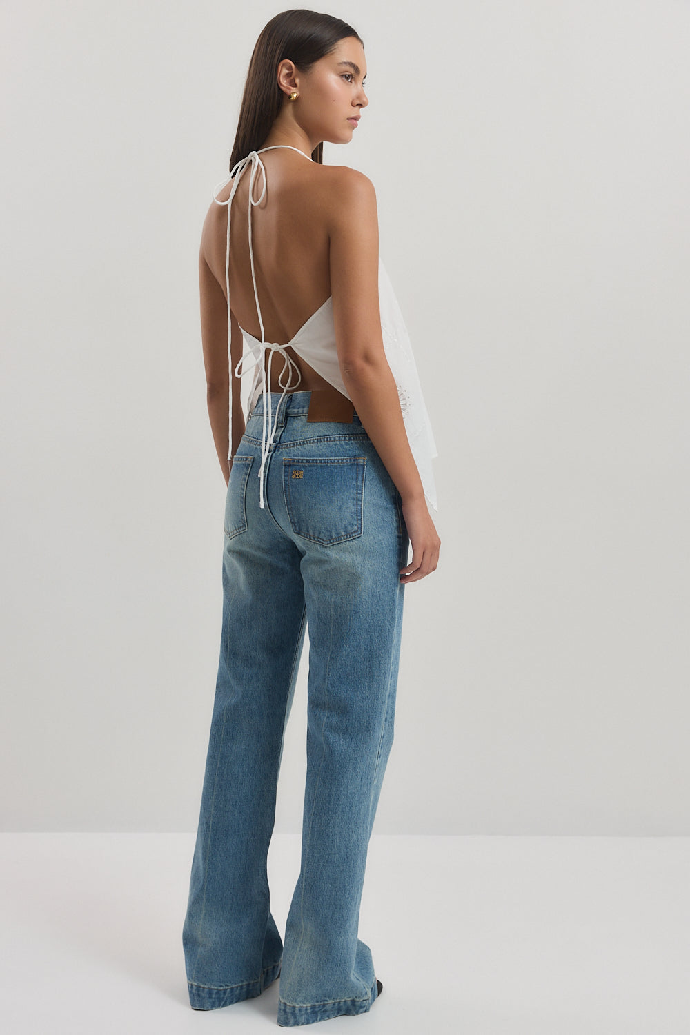 Backless Embroidered Tie Top