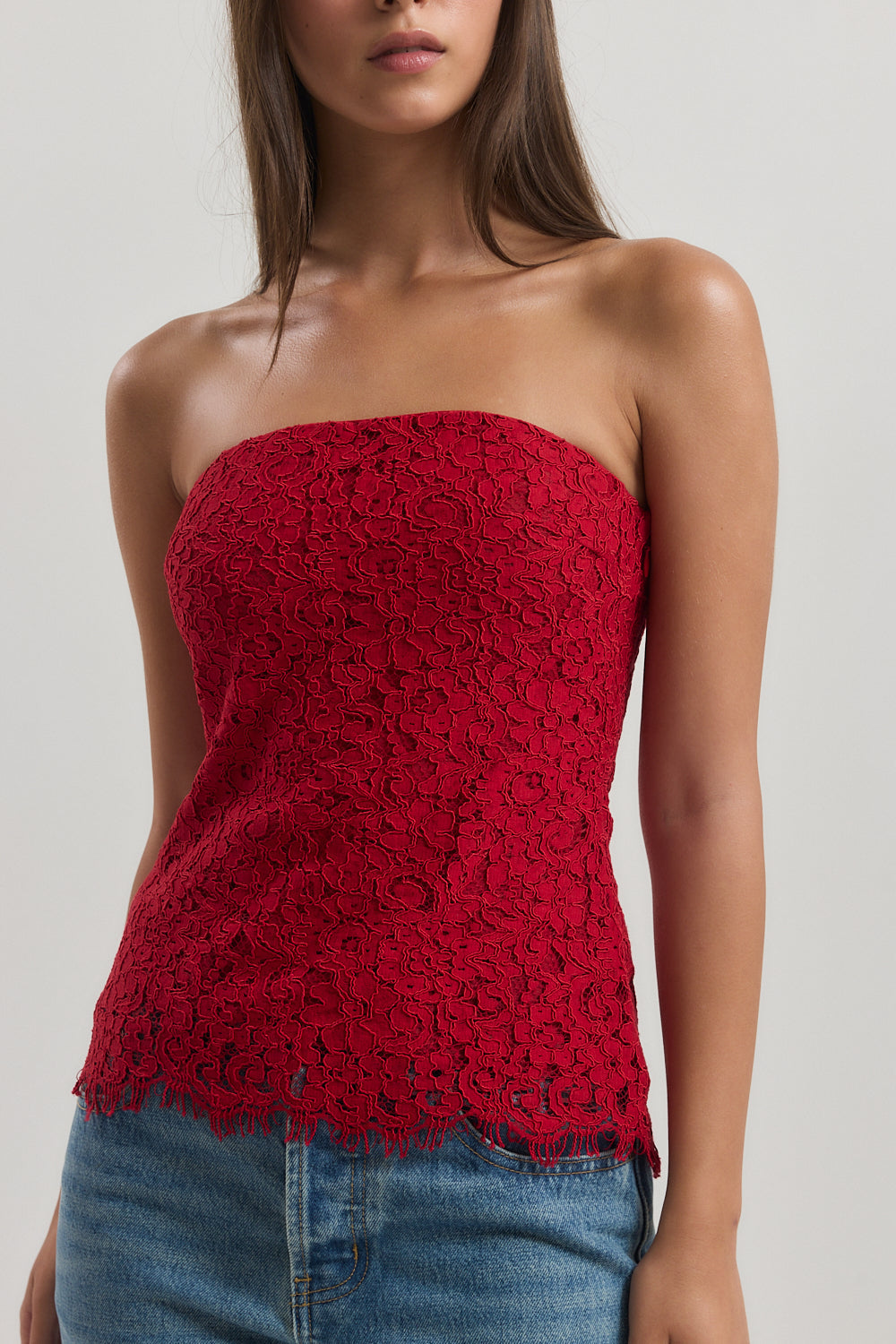 Strapless Lace Top