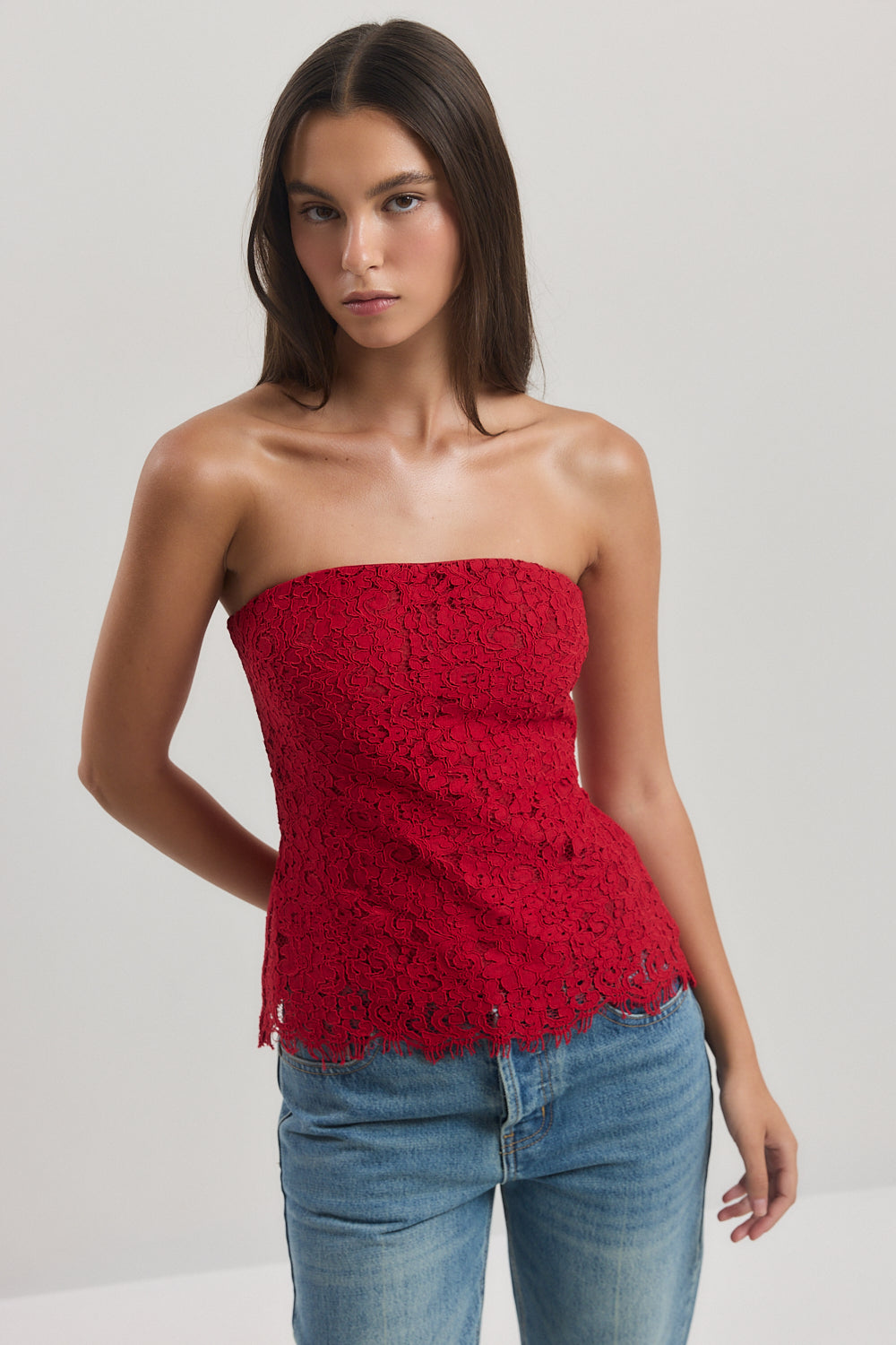 Strapless Lace Top