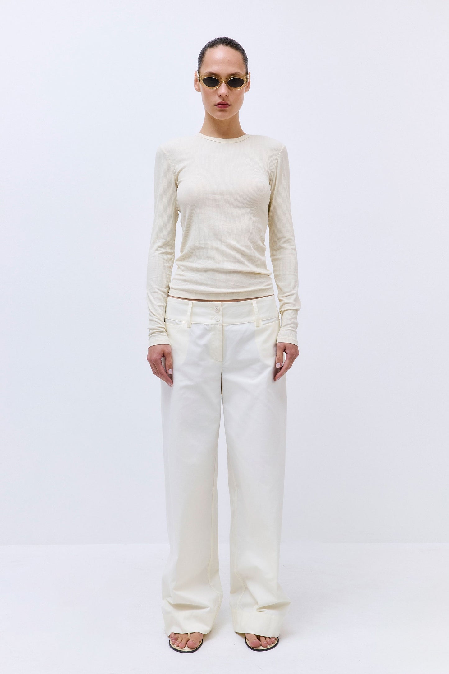 Classic Ribbed Fitted Long Sleeved T Shirt