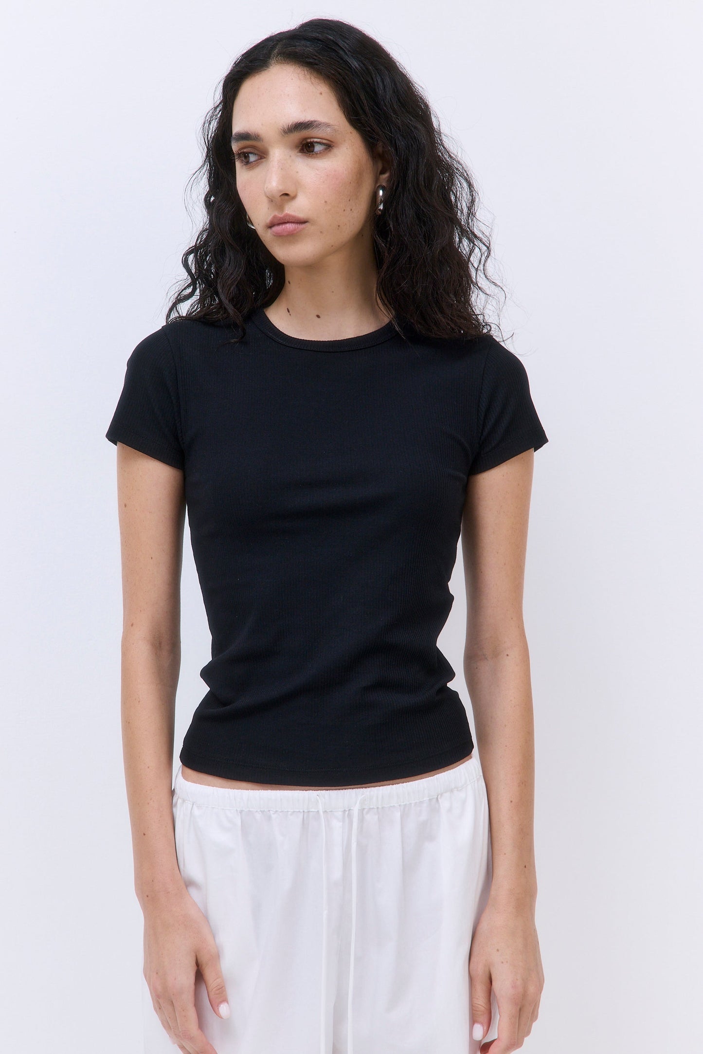 Classic Ribbed Fitted T Shirt