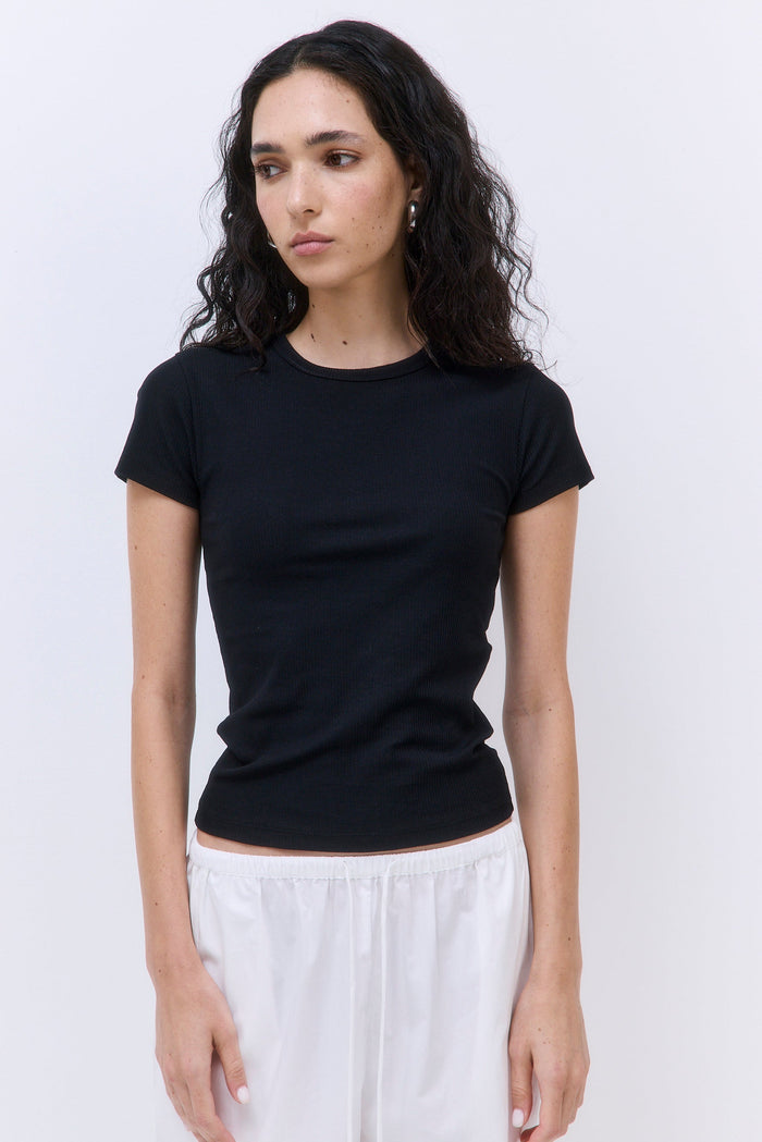 Classic Ribbed Fitted T Shirt