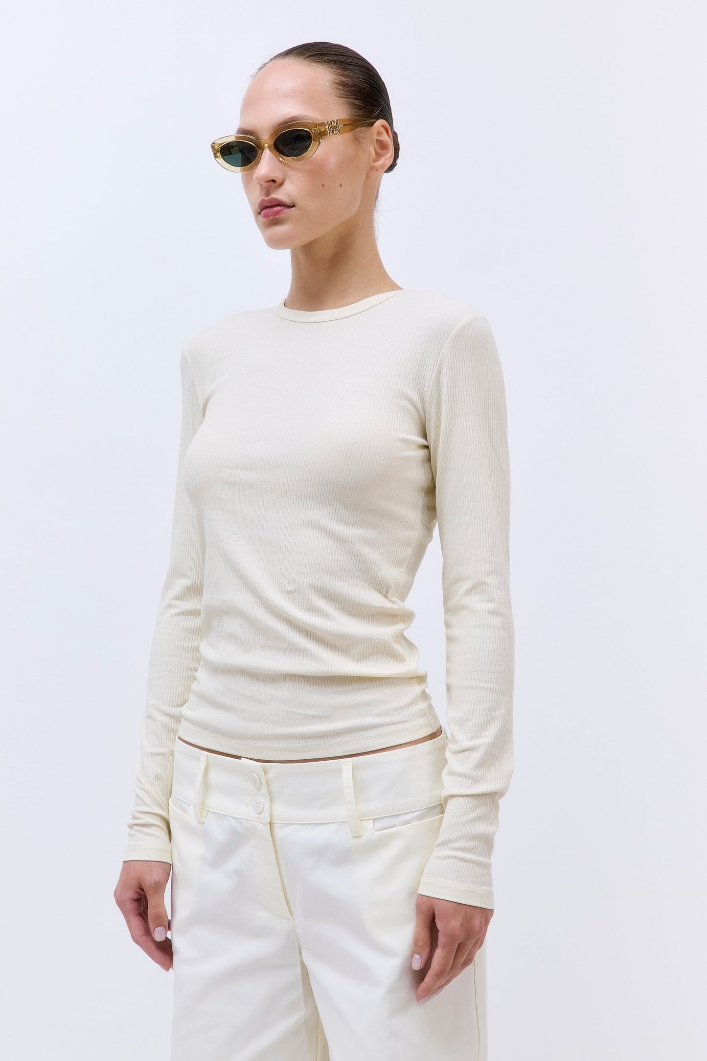 Classic Ribbed Fitted Long Sleeved T Shirt
