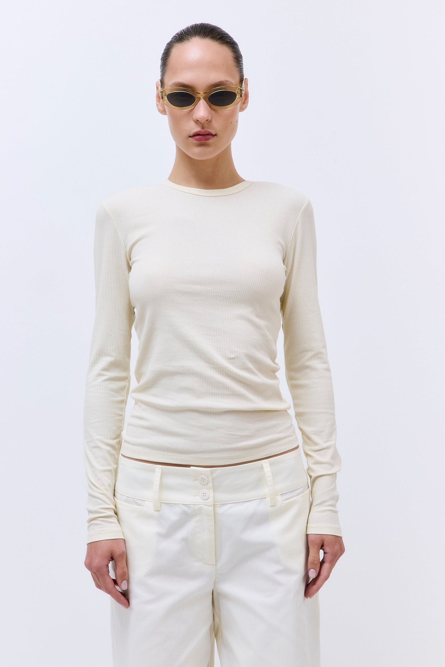 Classic Ribbed Fitted Long Sleeved T Shirt