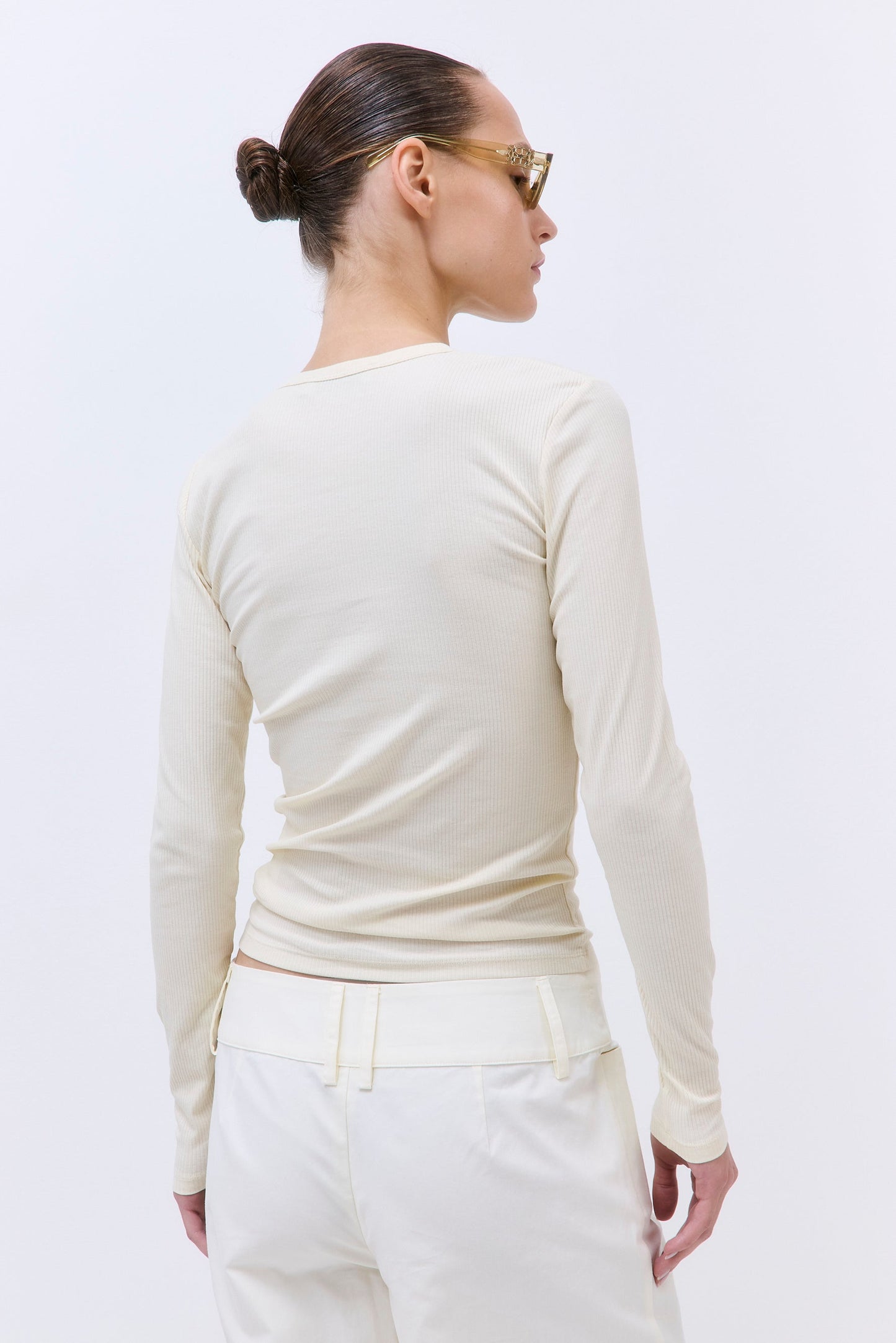 Classic Ribbed Fitted Long Sleeved T Shirt