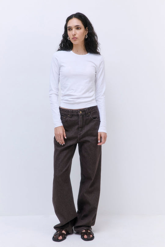 Classic Ribbed Fitted Long Sleeved T Shirt