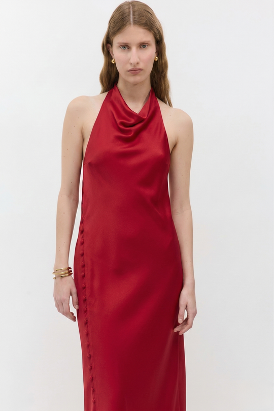 Satin Drape Maxi Dress