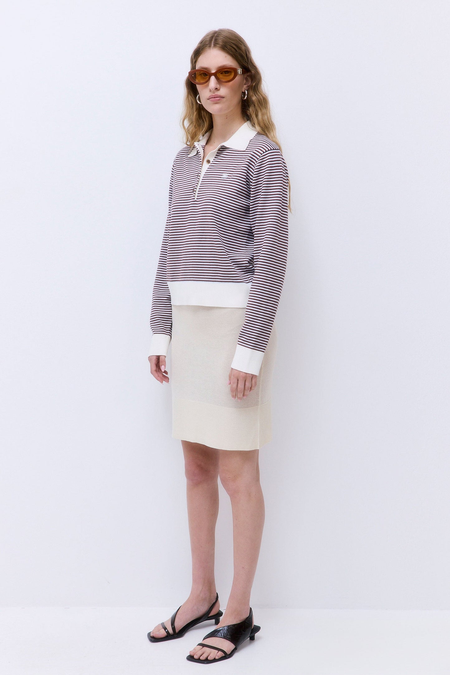 Long Sleeved Knitted Polo Shirt