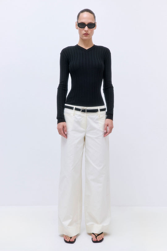 Soft Ribbed V Neck