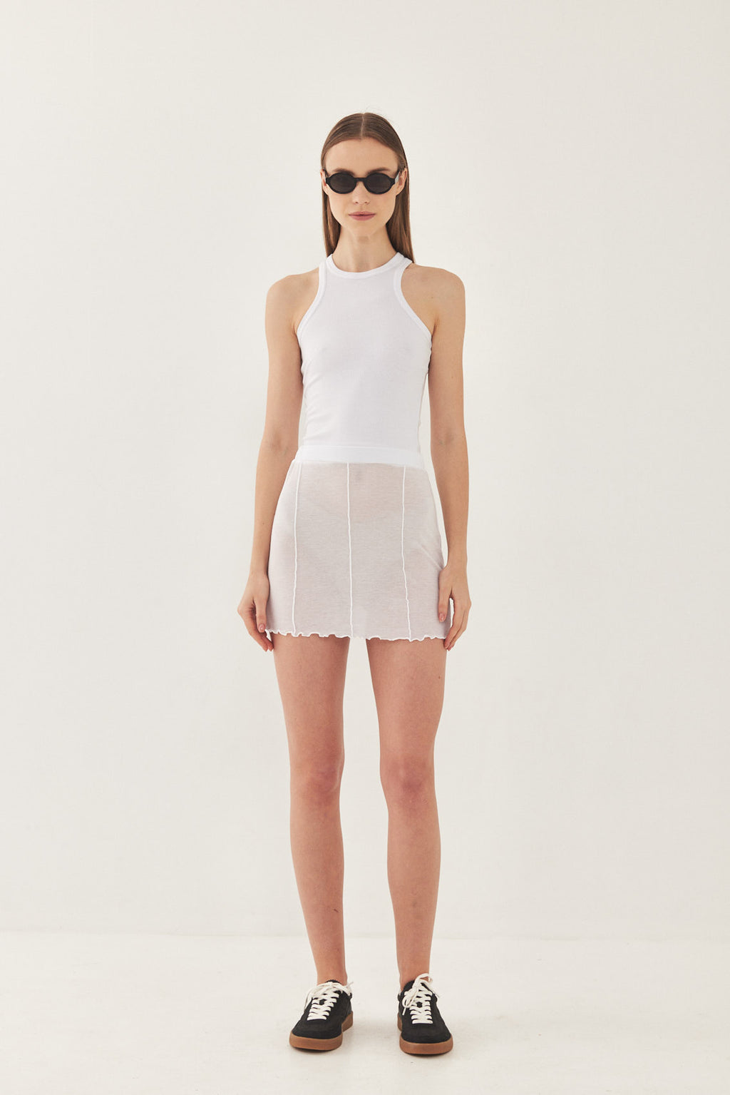 ◆RONRON◆ AIRY DOT MINI SKIRT WHITE Kirby Ruffle Micro Mini Skirt • Shop American Threads