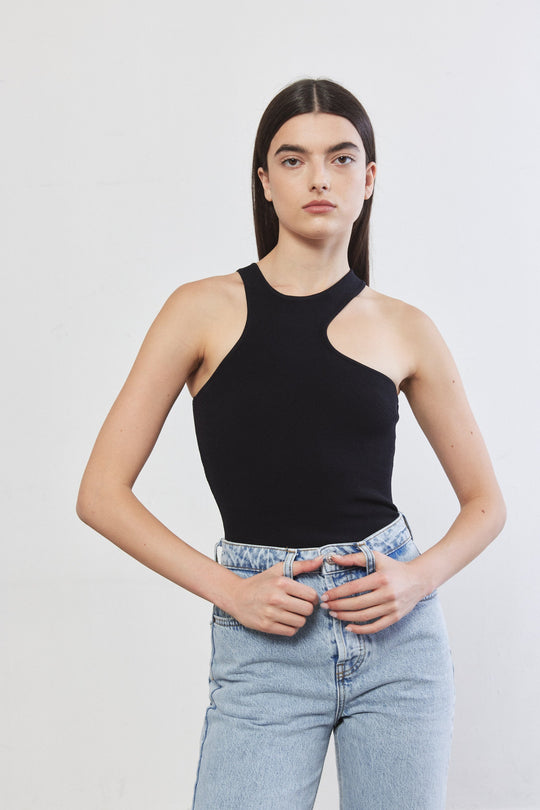 Tight Ribbed Asymmetrical Top - Dé Rococo