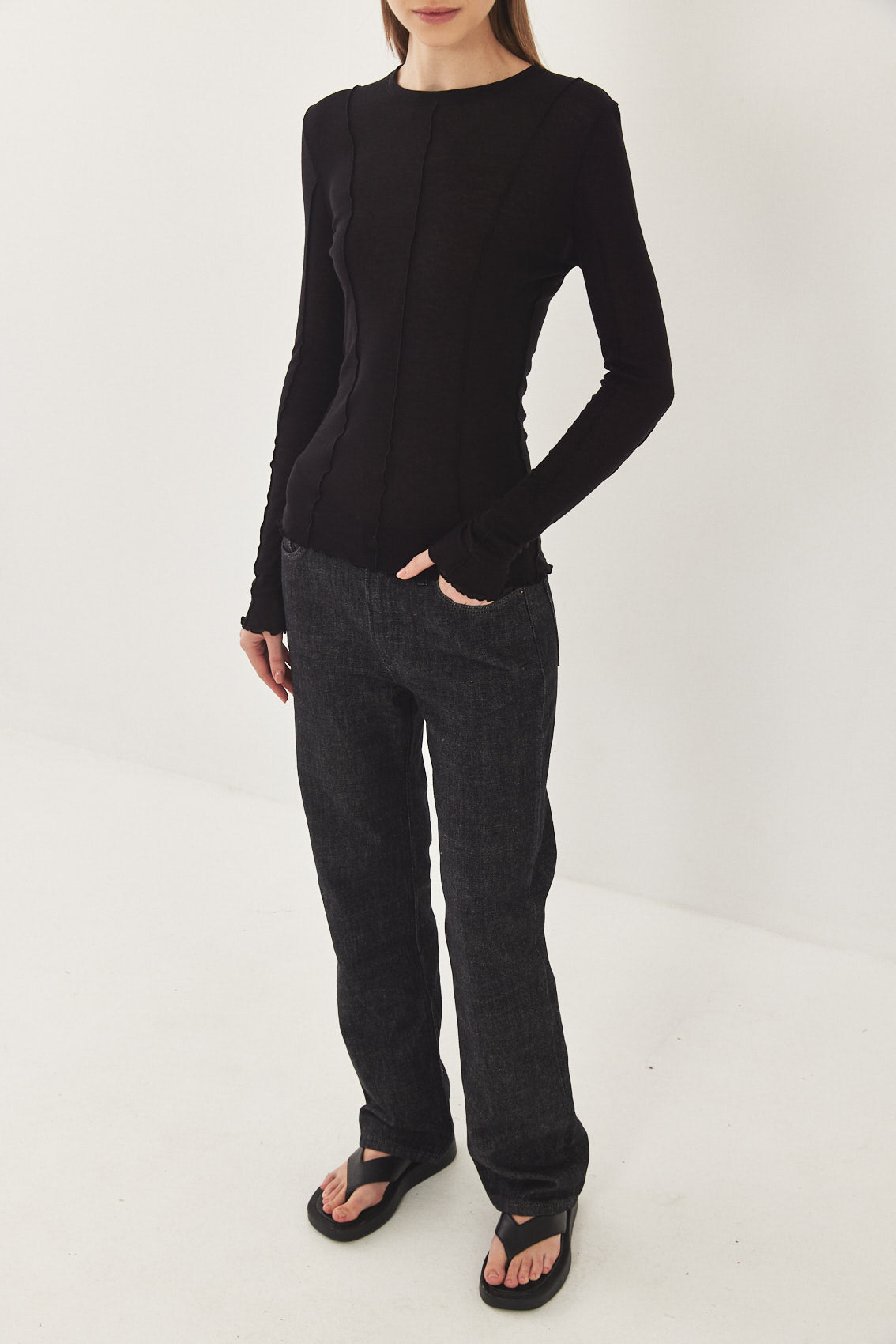 Long Sleeve Soft Curling Sheer Shirt