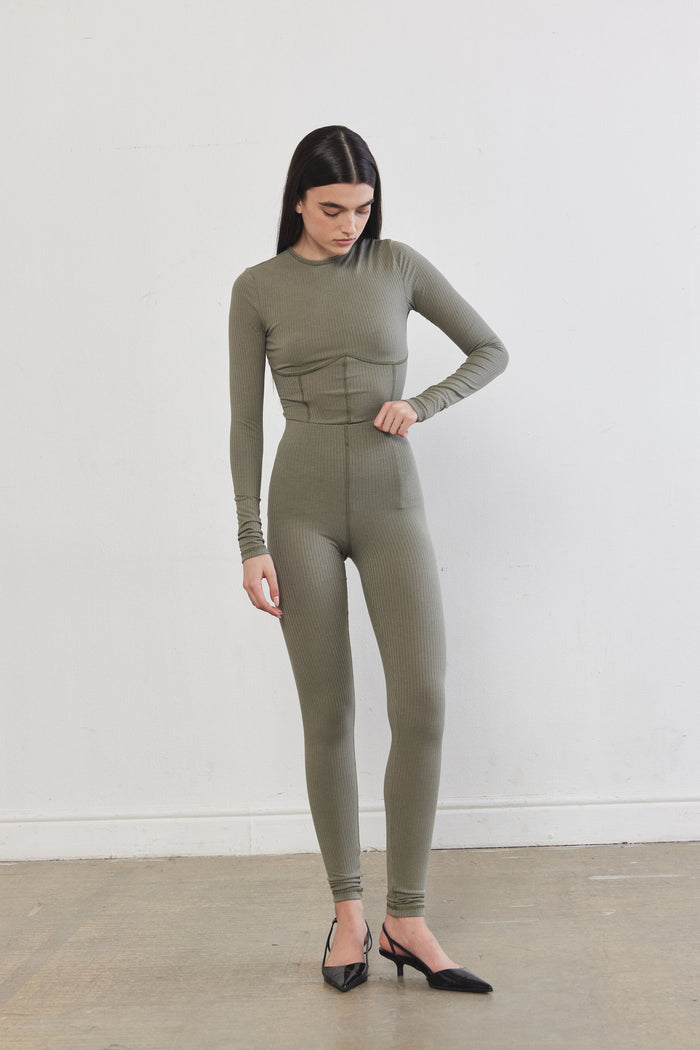 Ribbed Flat-Lock Leggings