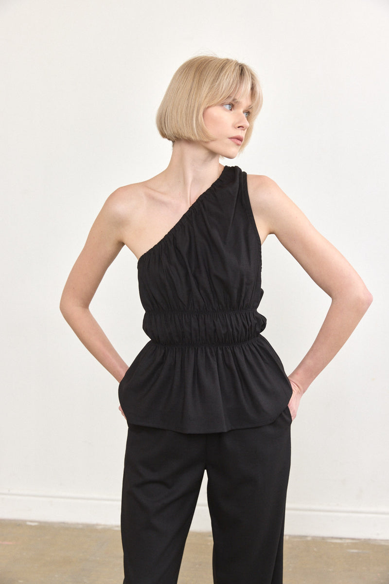 Gathered One Shoulder Top