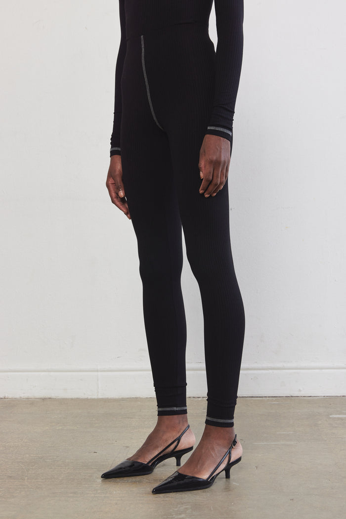 Ribbed Flat-Lock Leggings