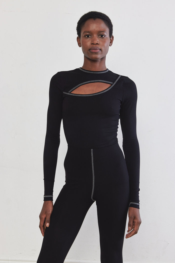 Front Cut-Out Ribbed Top