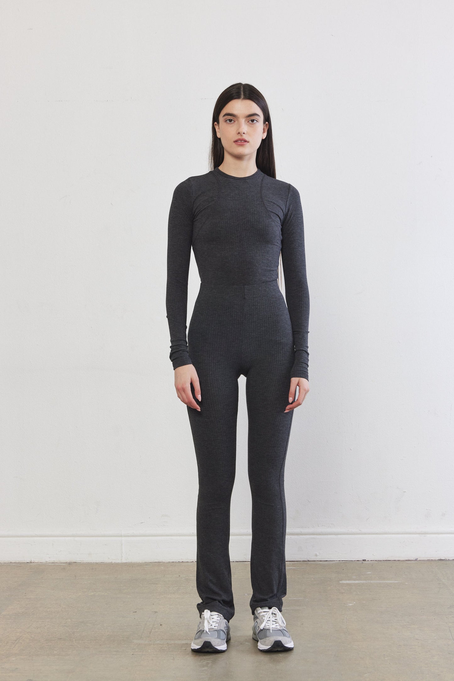Ribbed Flat-Lock Flare Leggings