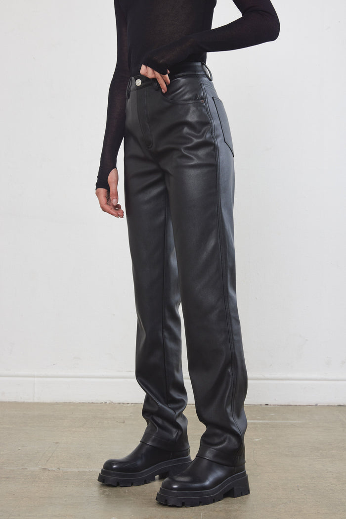 Vegan Leather Straight Pants