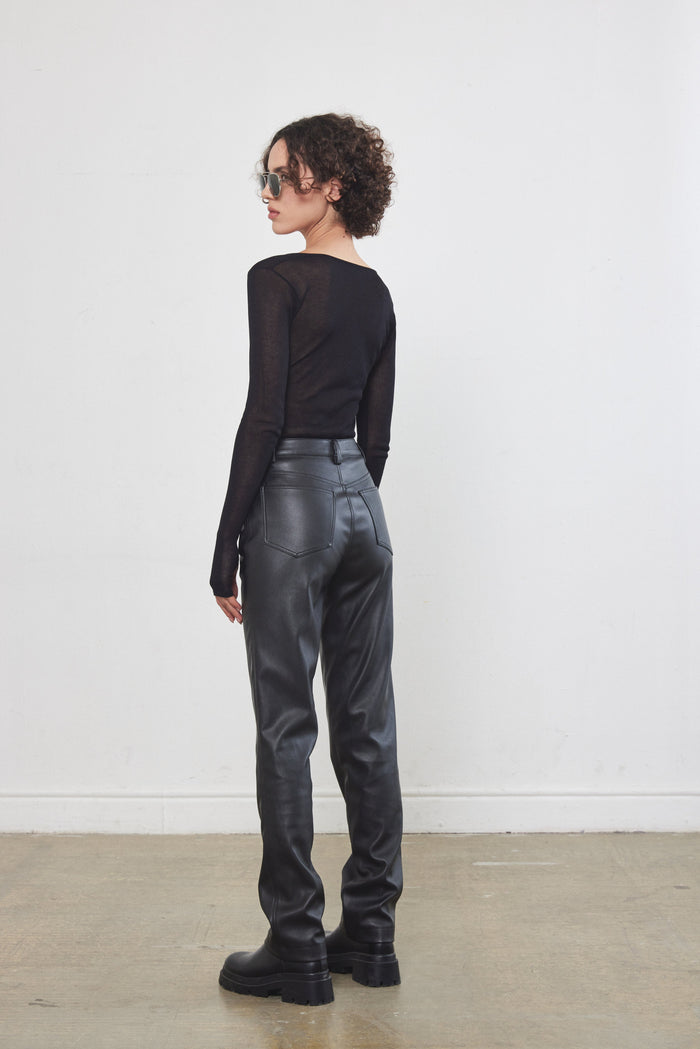 Vegan Leather Straight Pants