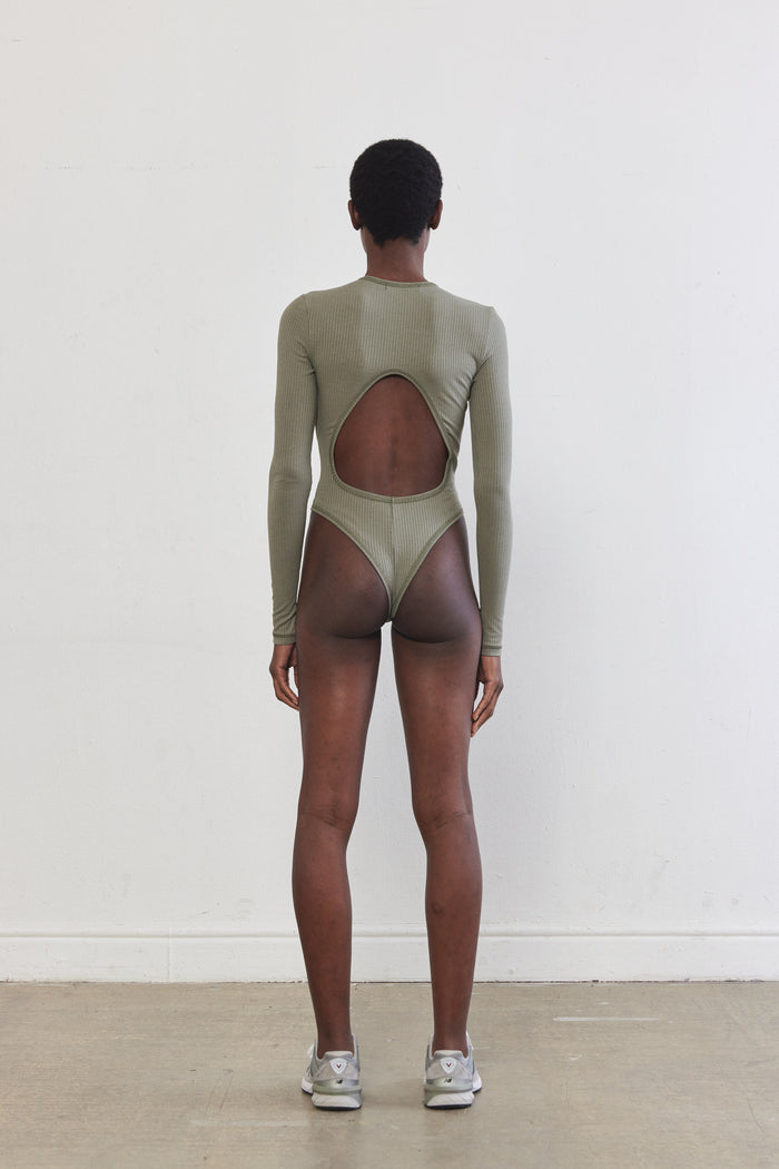 Open Back Ribbed Bodysuit