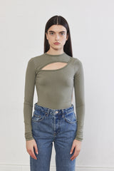 Front Cut-Out Ribbed Top