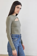 Front Cut-Out Ribbed Top