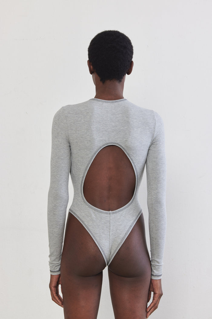 Open Back Ribbed Bodysuit