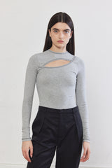 Front Cut-Out Ribbed Top