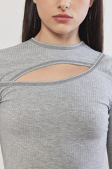 Front Cut-Out Ribbed Top