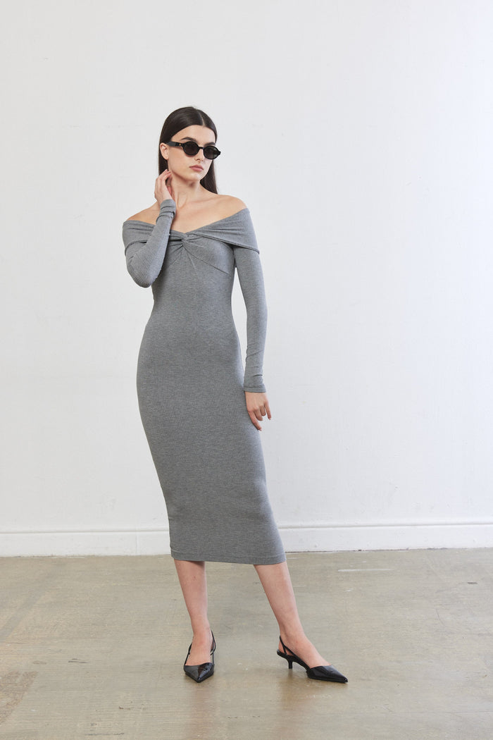 Off Shoulder Ribbed Dress