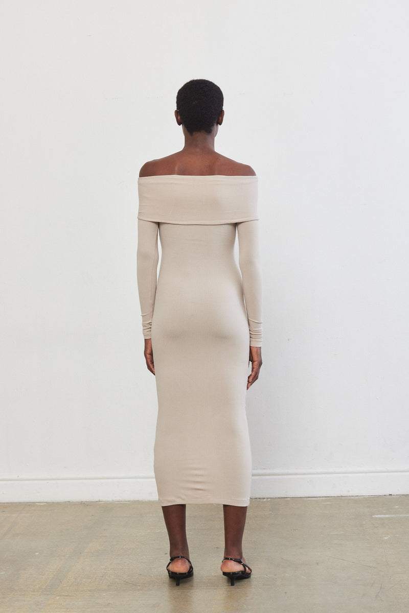 Off Shoulder Ribbed Dress