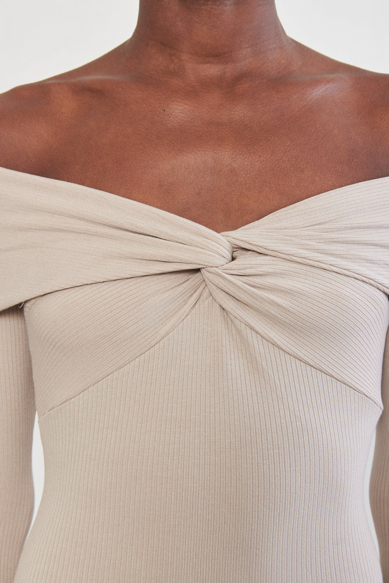 Off Shoulder Ribbed Dress