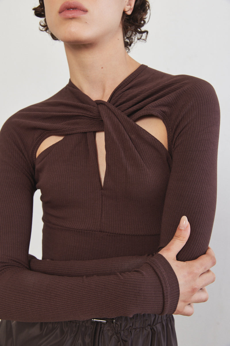 Front Twist Ribbed Top
