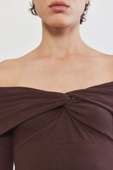 Off Shoulder Ribbed Top