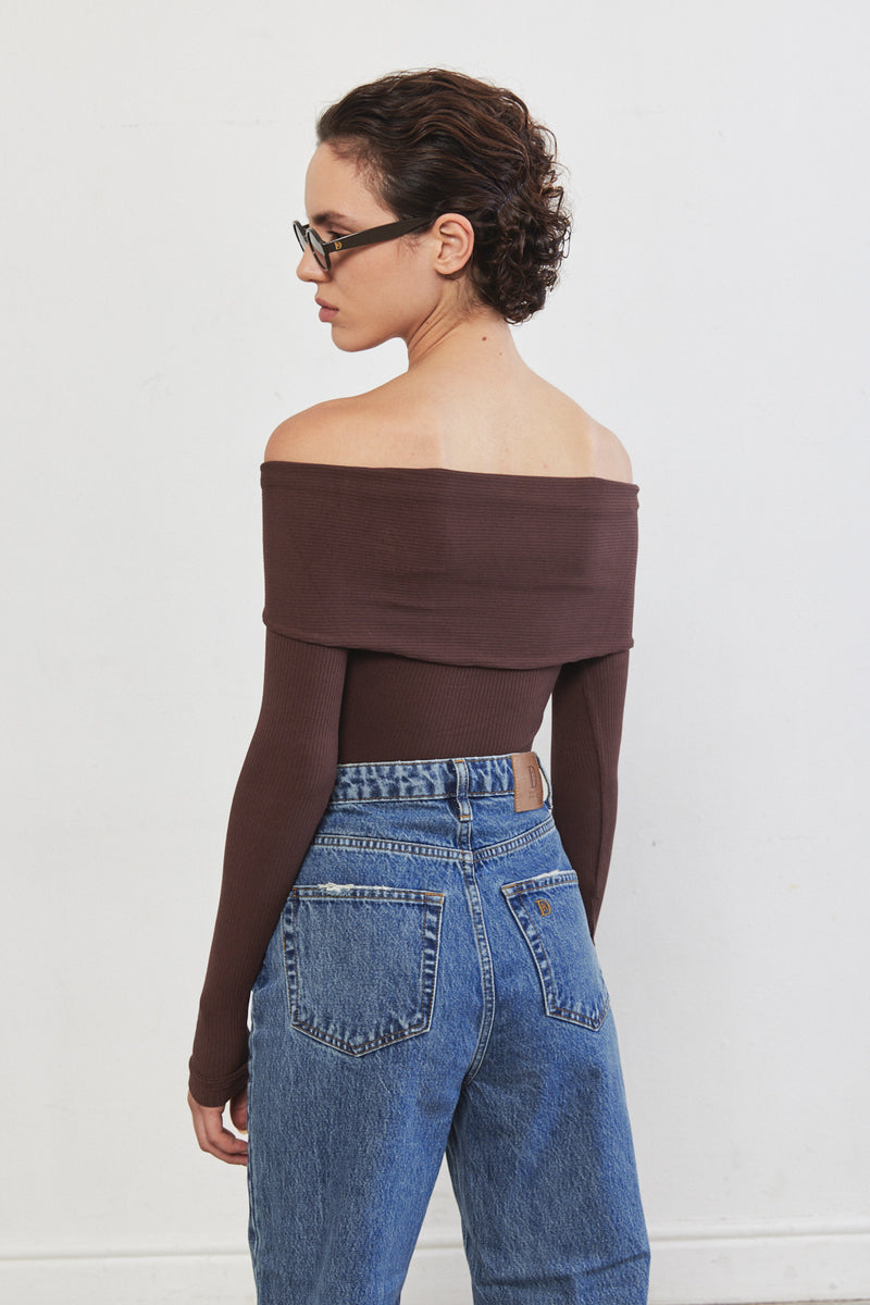 Off Shoulder Ribbed Top